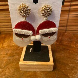 NWT Santa Face Earrings pierced posts
